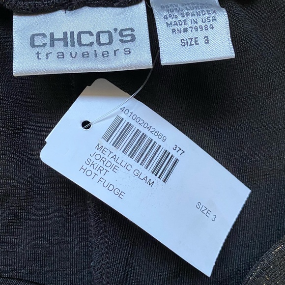 Chico's Travelers Hot Fudge Metallic Glam Jordie Holiday Party Skirt- Sz 3 (XL) - Picture 12 of 15